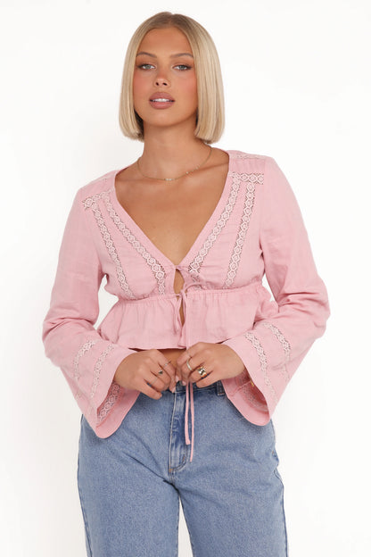 Reed Long Sleeve Top Pink