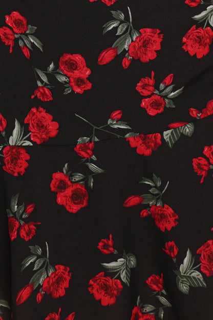 Mariska Long Sleeve Mini Dress Rose Print