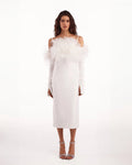 Voguish feather embellished midi dress
