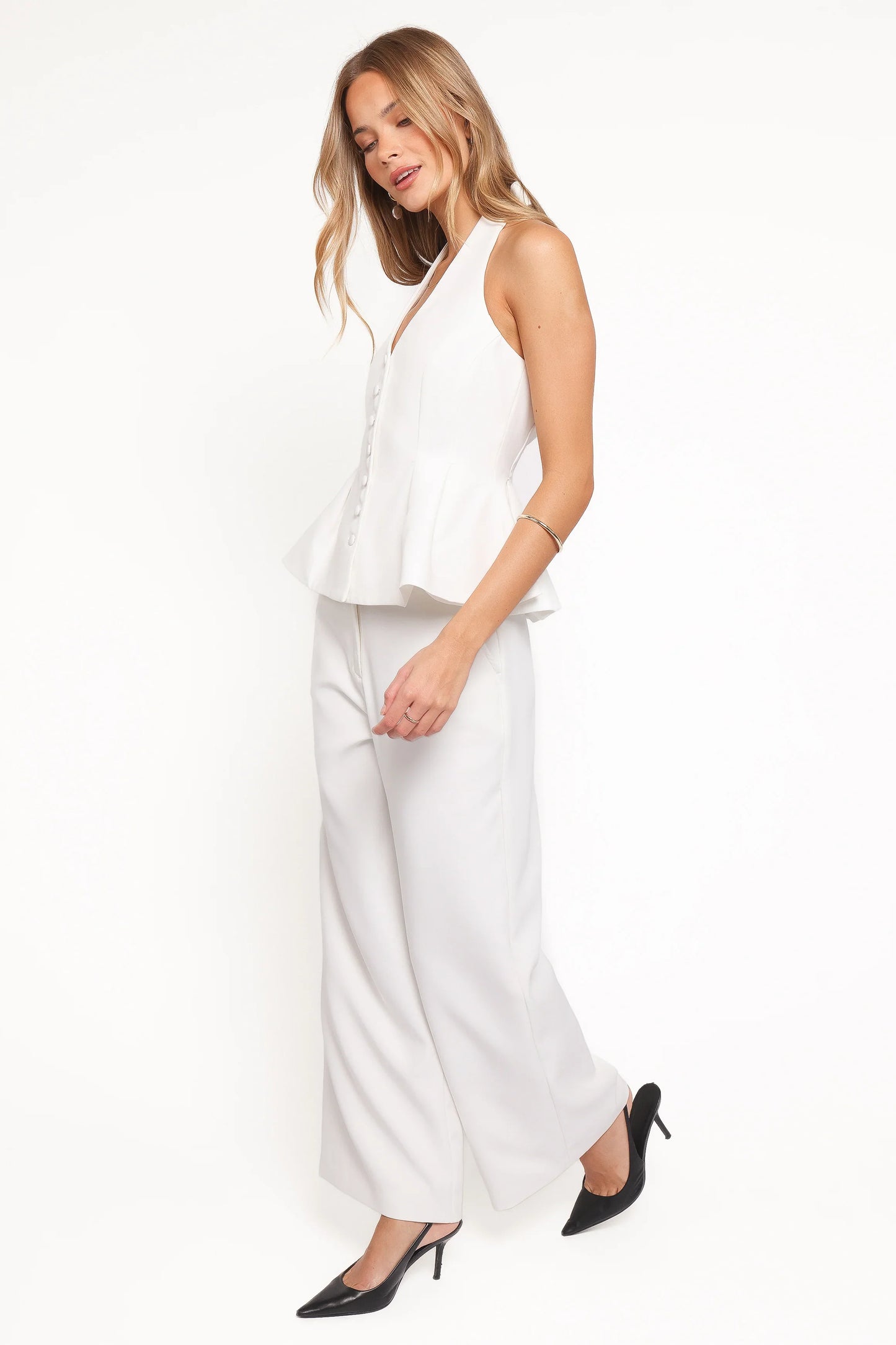 Odelia Halter Vest Pant Set White