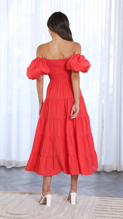 Chyna Midi Dress Red