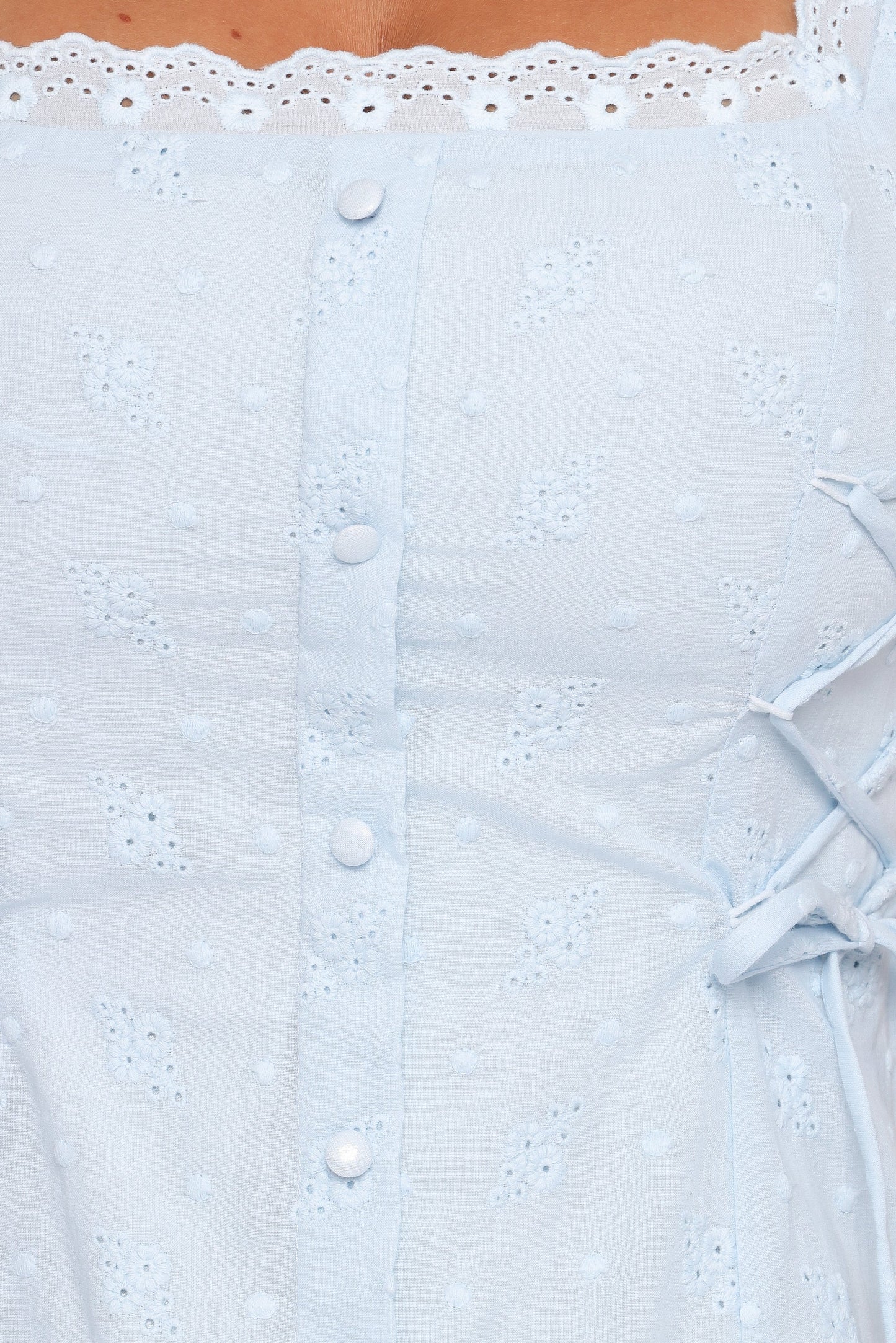 Davida Mini Dress Pale Blue Broderie