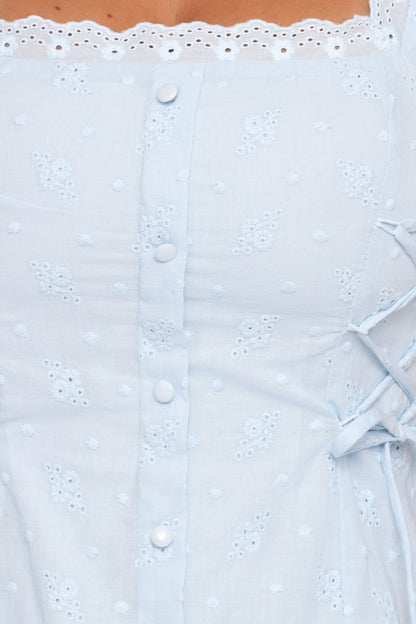 Davida Mini Dress Pale Blue Broderie