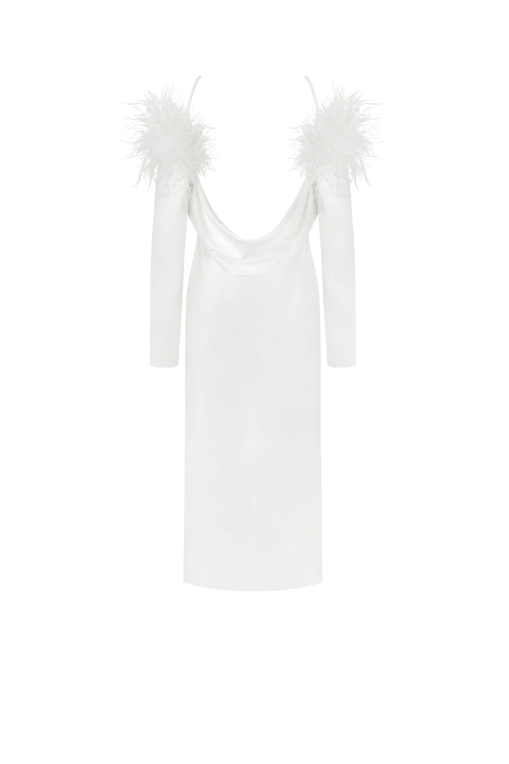 Voguish feather embellished midi dress