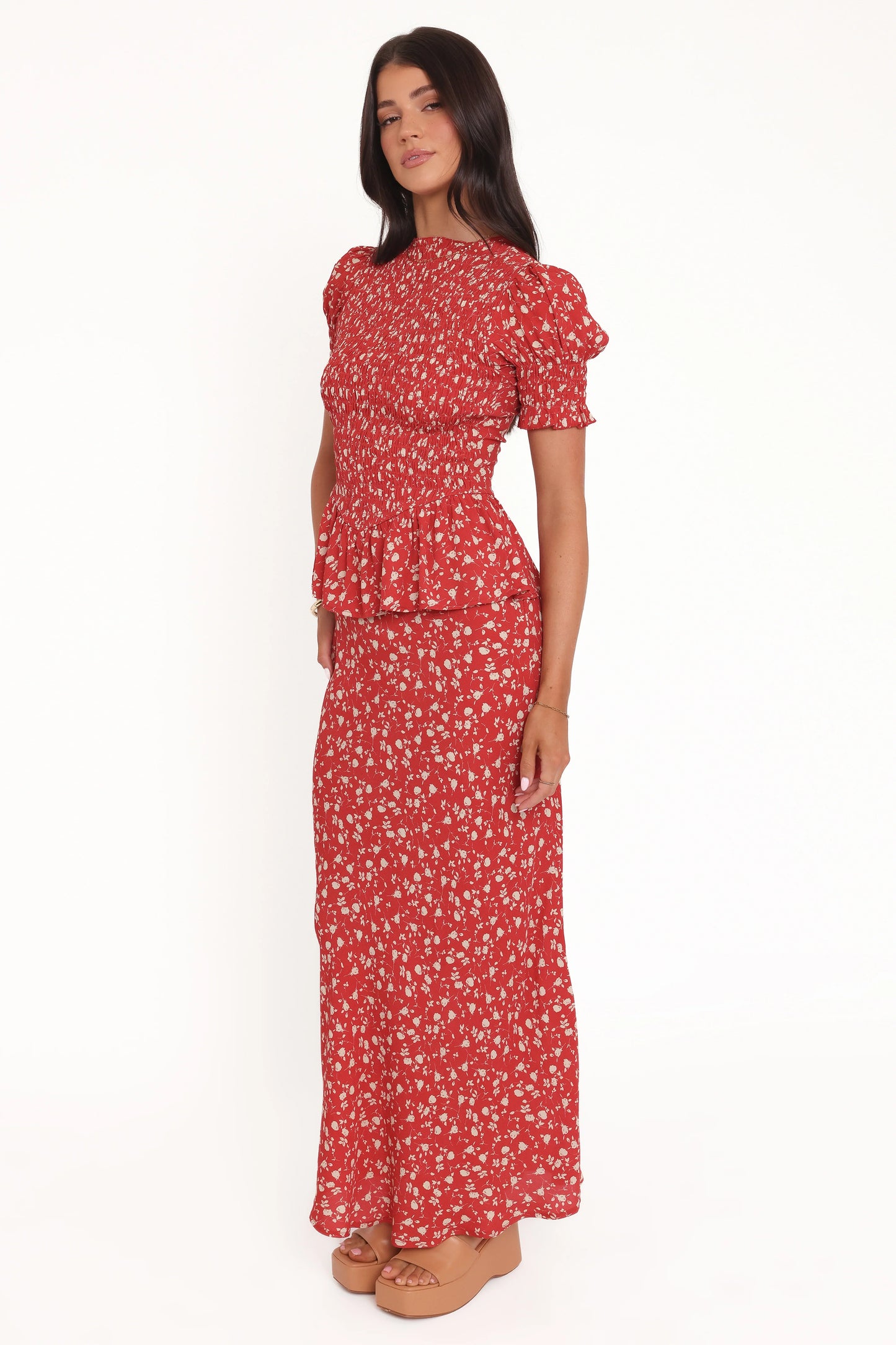 Zoella Peplum Top Red Floral