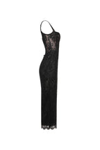 Black lace sequinned dress