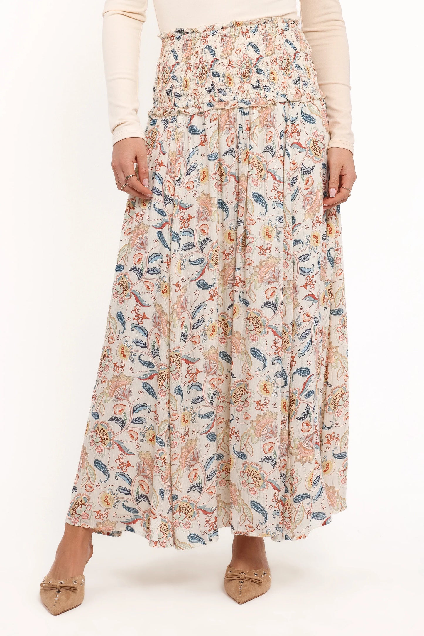 Seana Shirred Waist Maxi Skirt Paisley