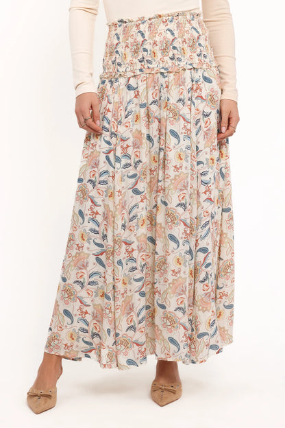 Seana Shirred Waist Maxi Skirt Paisley
