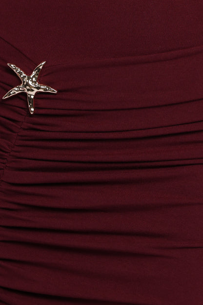 Sandara Off Shoulder Maxi Dress Burgundy