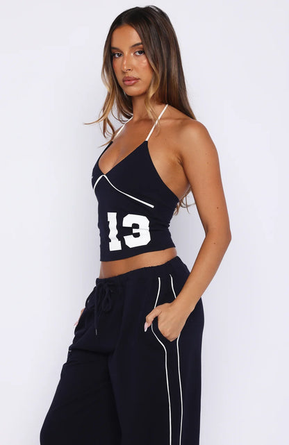 Cant Help The Feeling Halter Top Navy