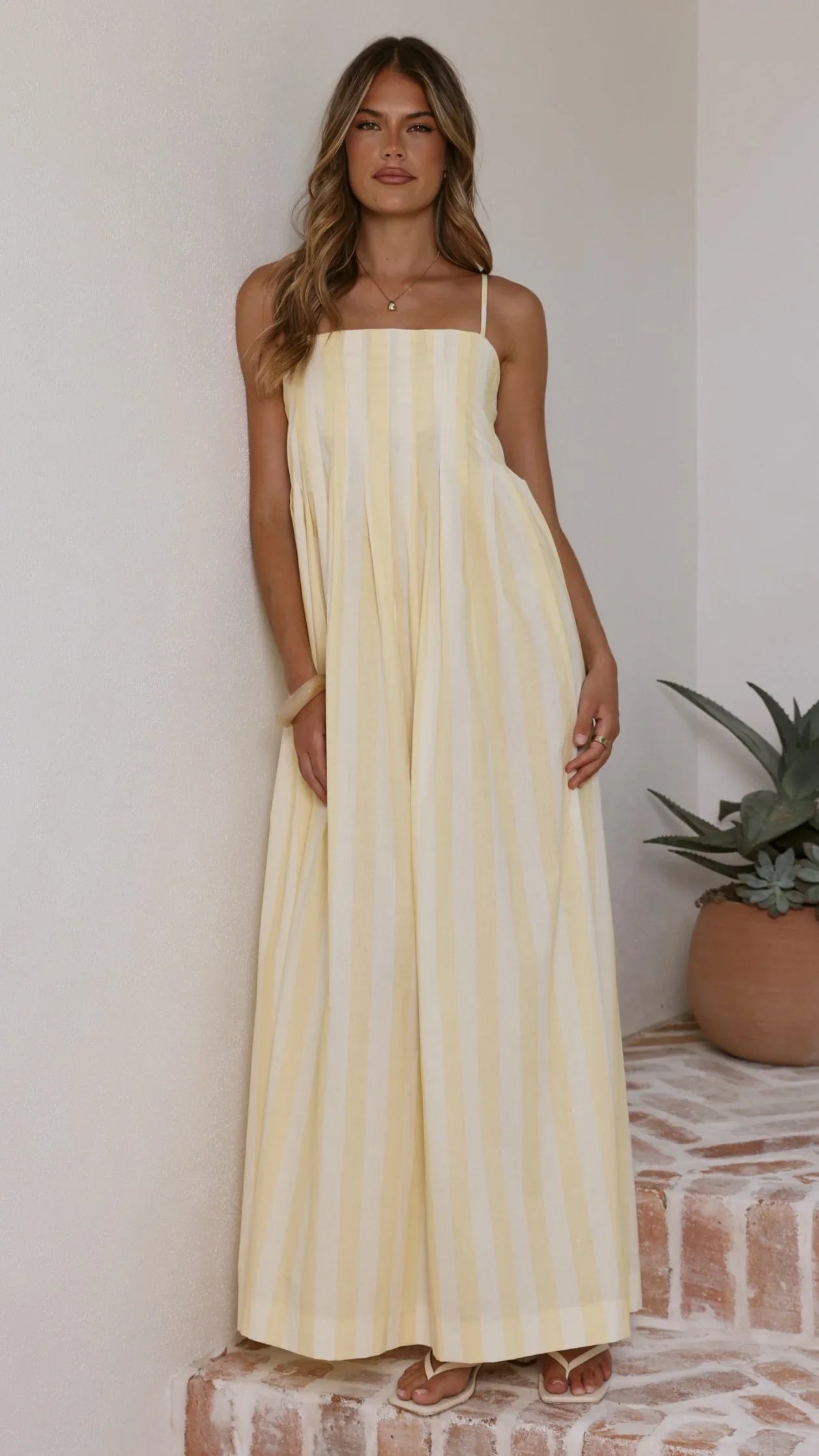Pippa Maxi Dress Yellow Stripe