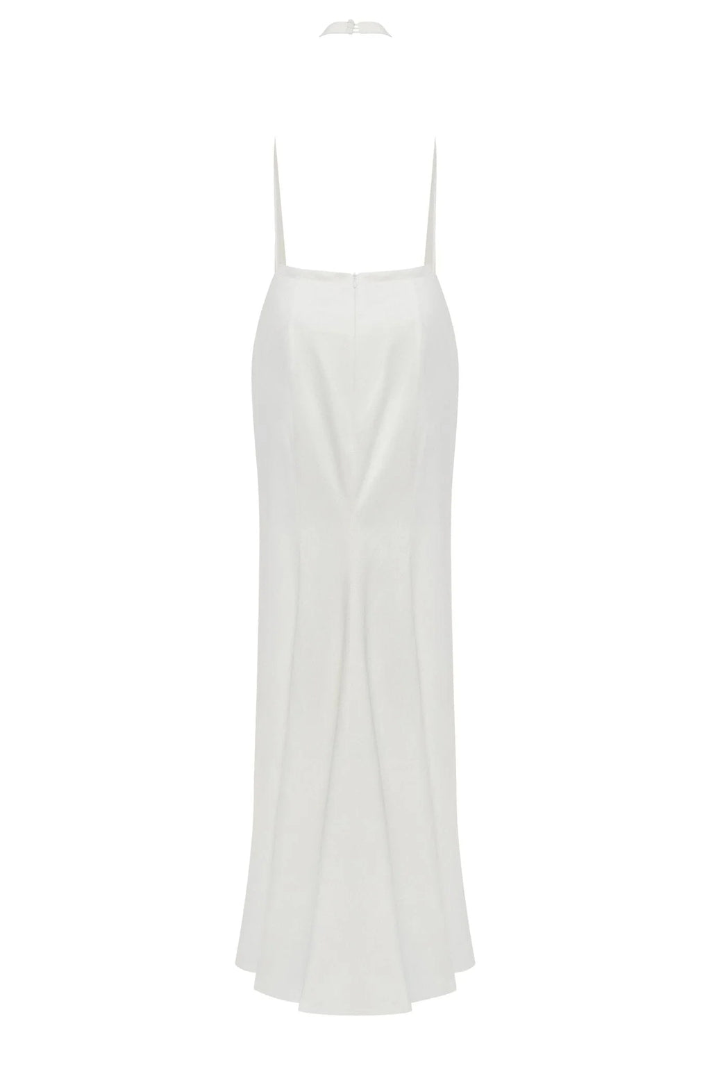 White Mock neck sleeveless low slit dress