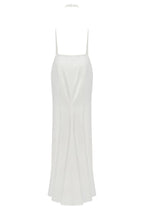 White Mock neck sleeveless low slit dress