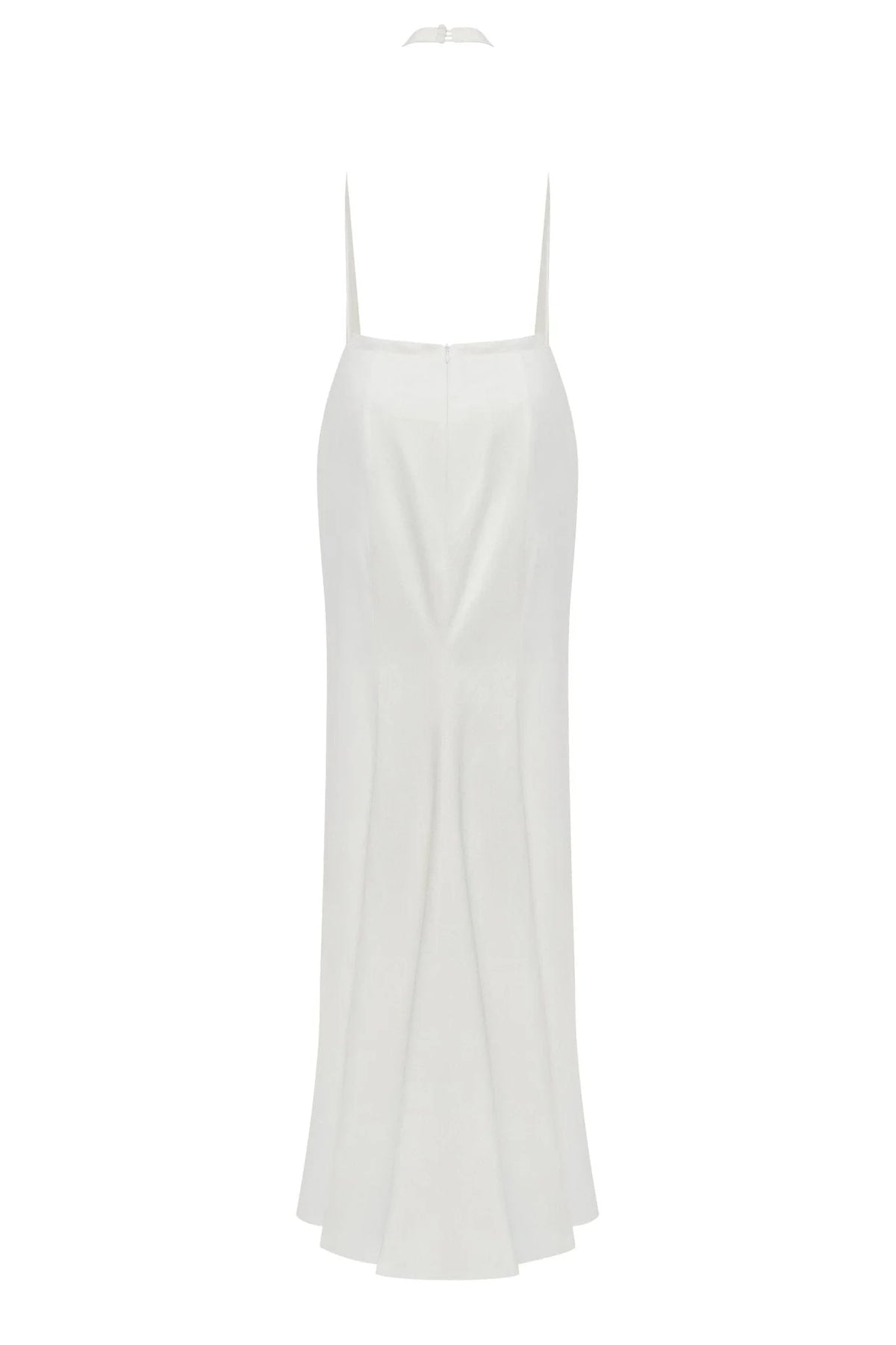 White Mock neck sleeveless low slit dress