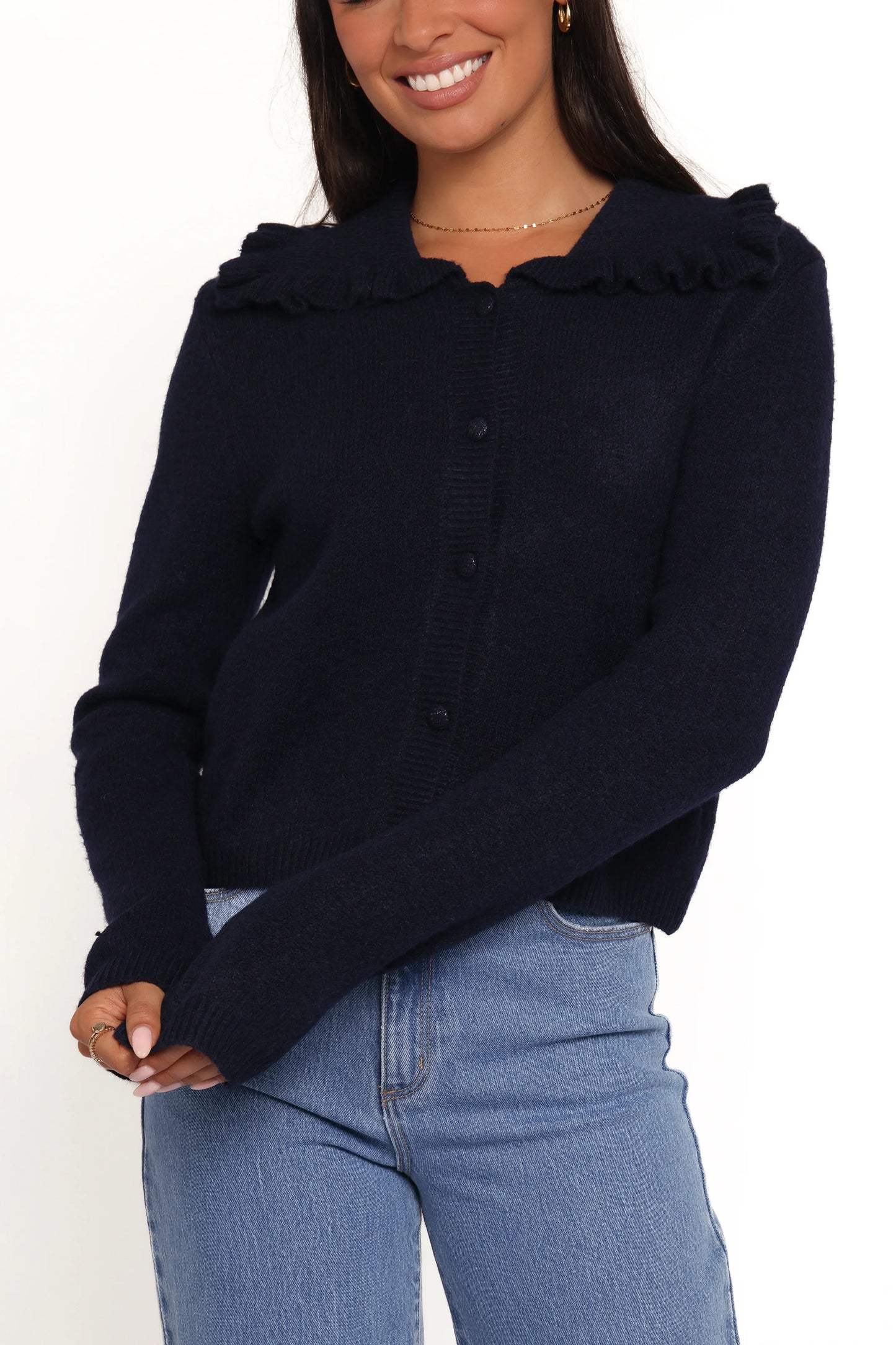 Carmello Frill Collar Cardigan Navy