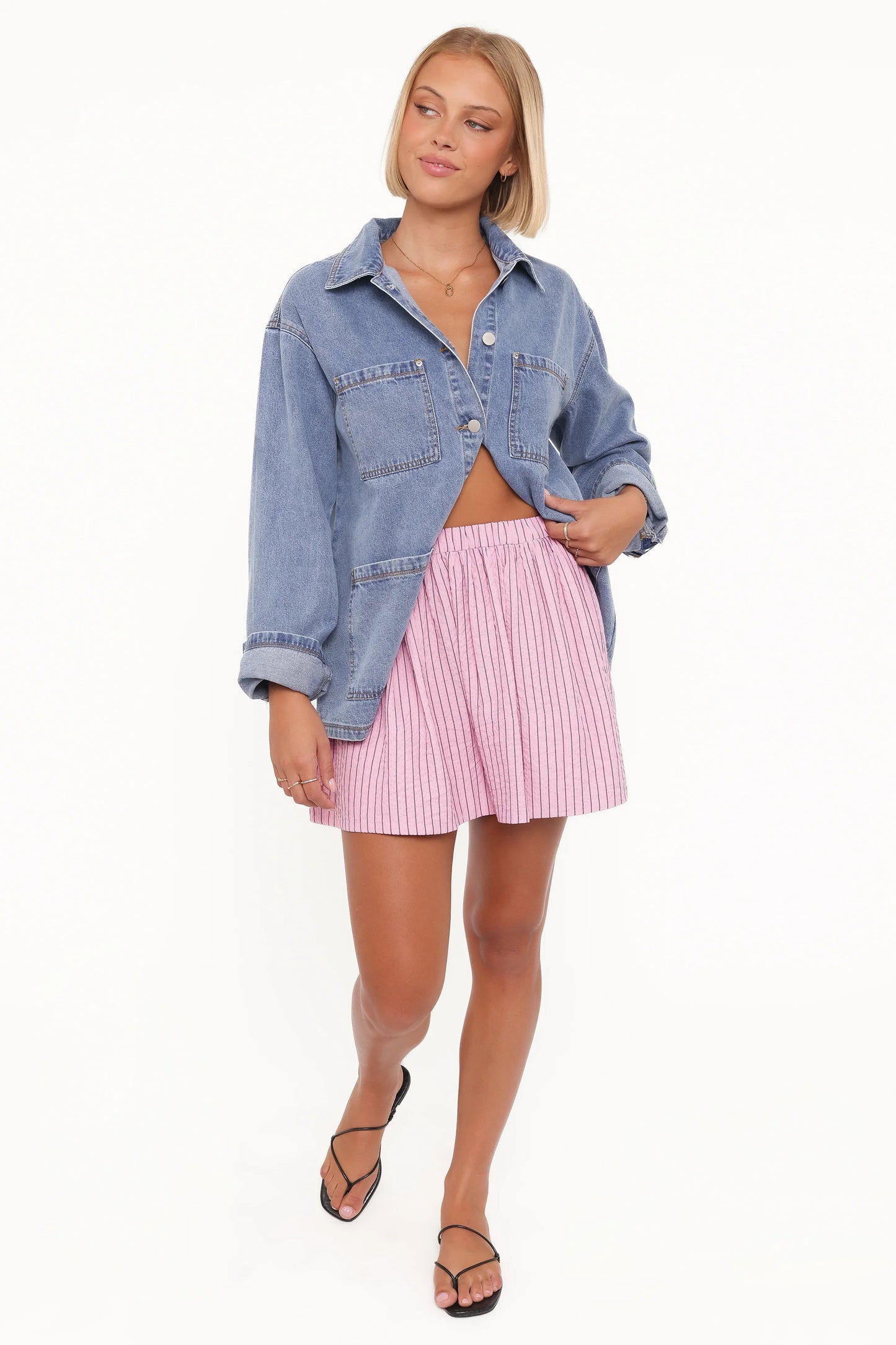 Domitia Mini Aline Skirt Pink White Stripe