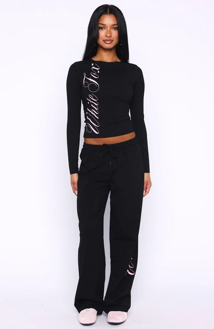 Luxurious Girl Long Sleeve Baby Tee Black