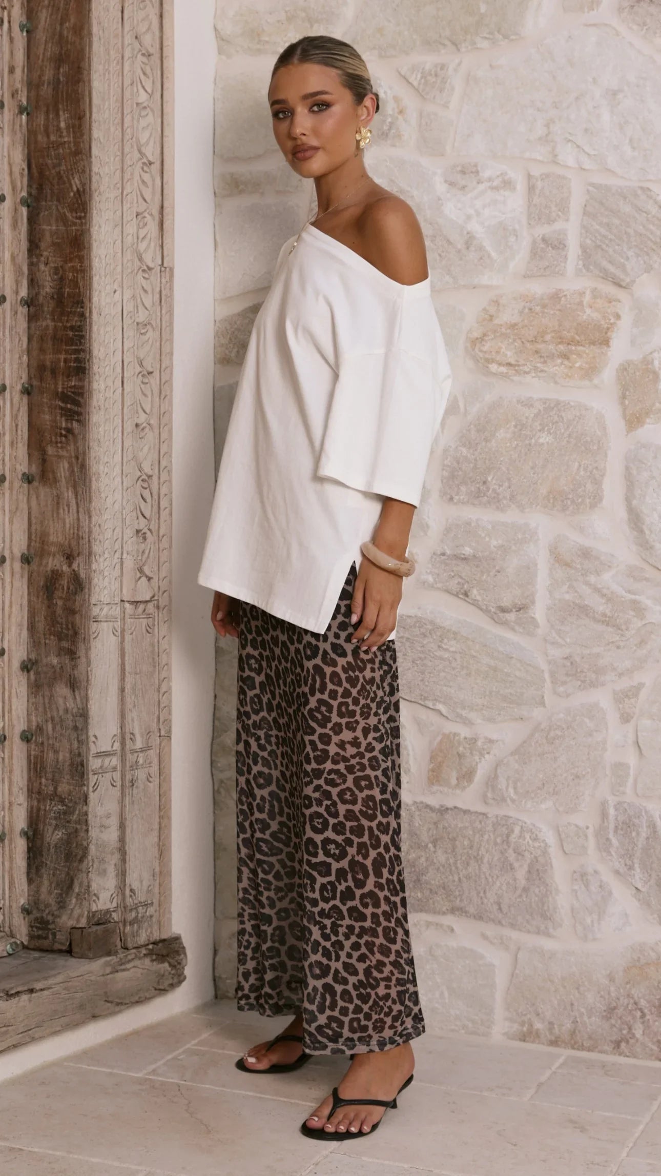 Onella Semi Sheer Maxi Skirt Leopard Print