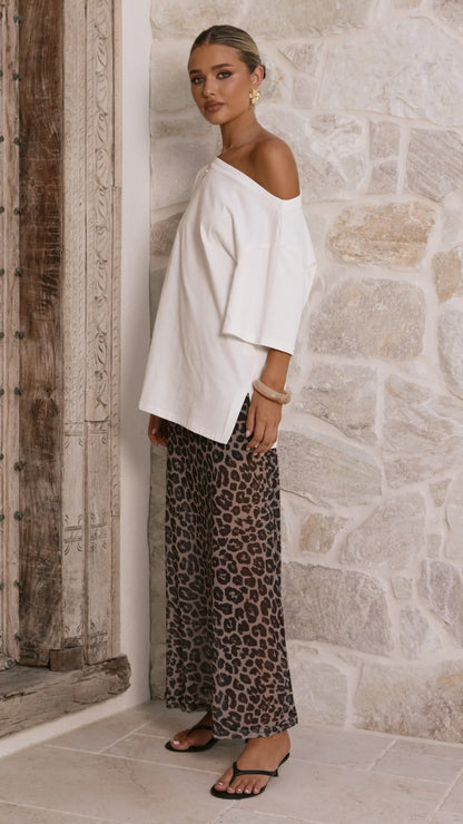 Onella Semi Sheer Maxi Skirt Leopard Print