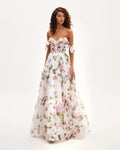 Apple Blossom Tender floral maxi tie strap dress