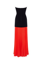 BlackCoral dress with a pleated skirt Parisienne