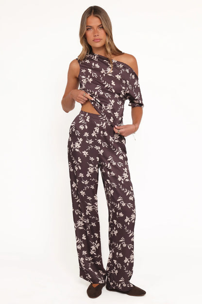 Romola Pant Brown Cream Floral