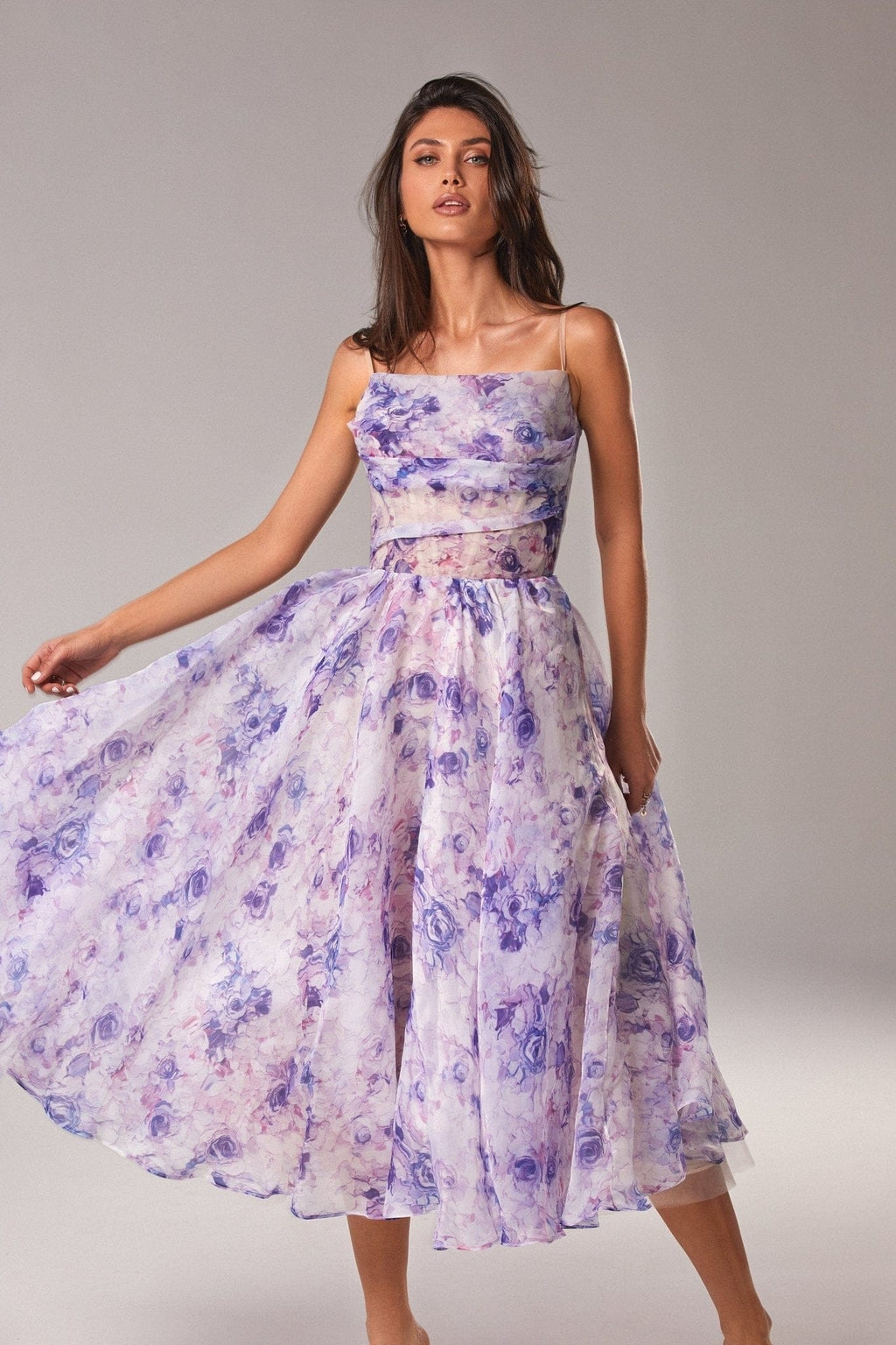 Blue Peony Tender spaghetti strap midi dress