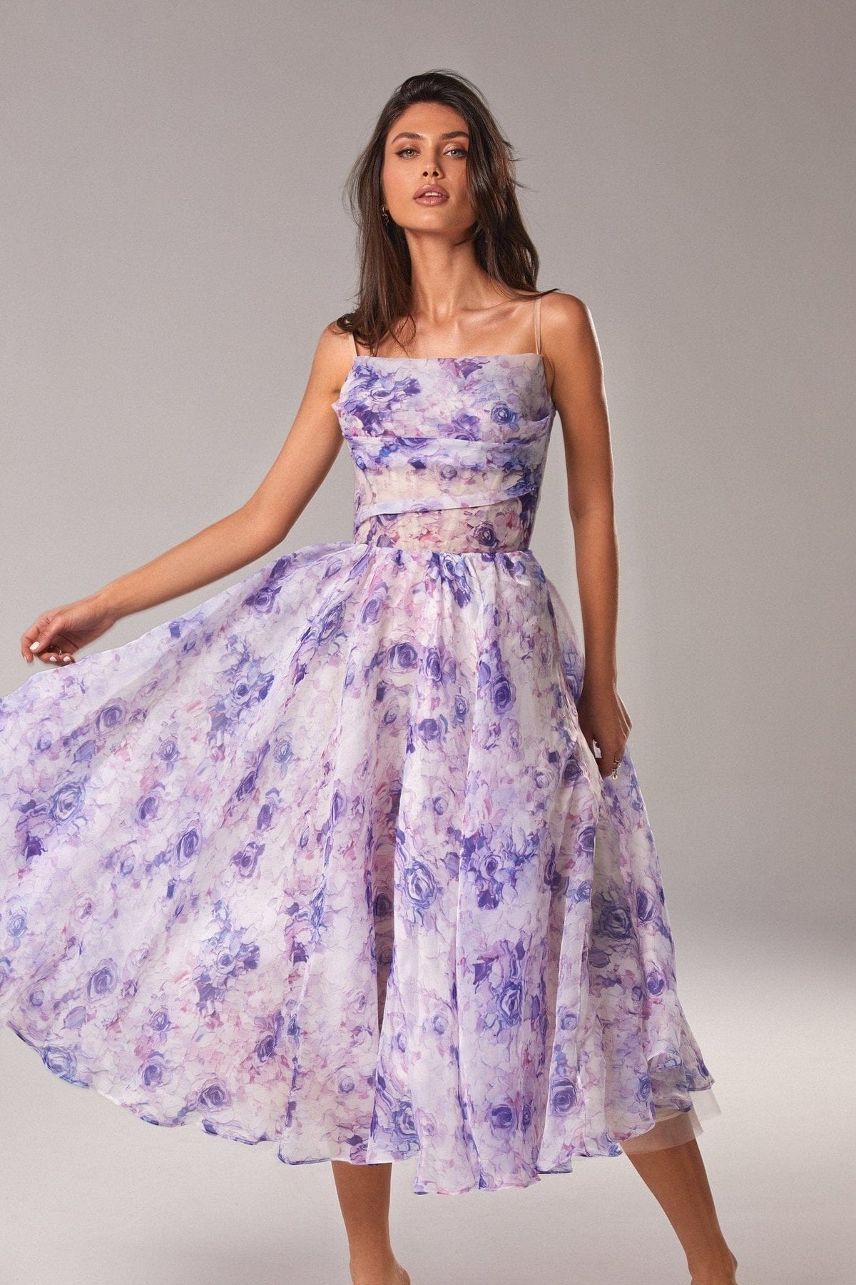 Blue Peony Tender spaghetti strap midi dress