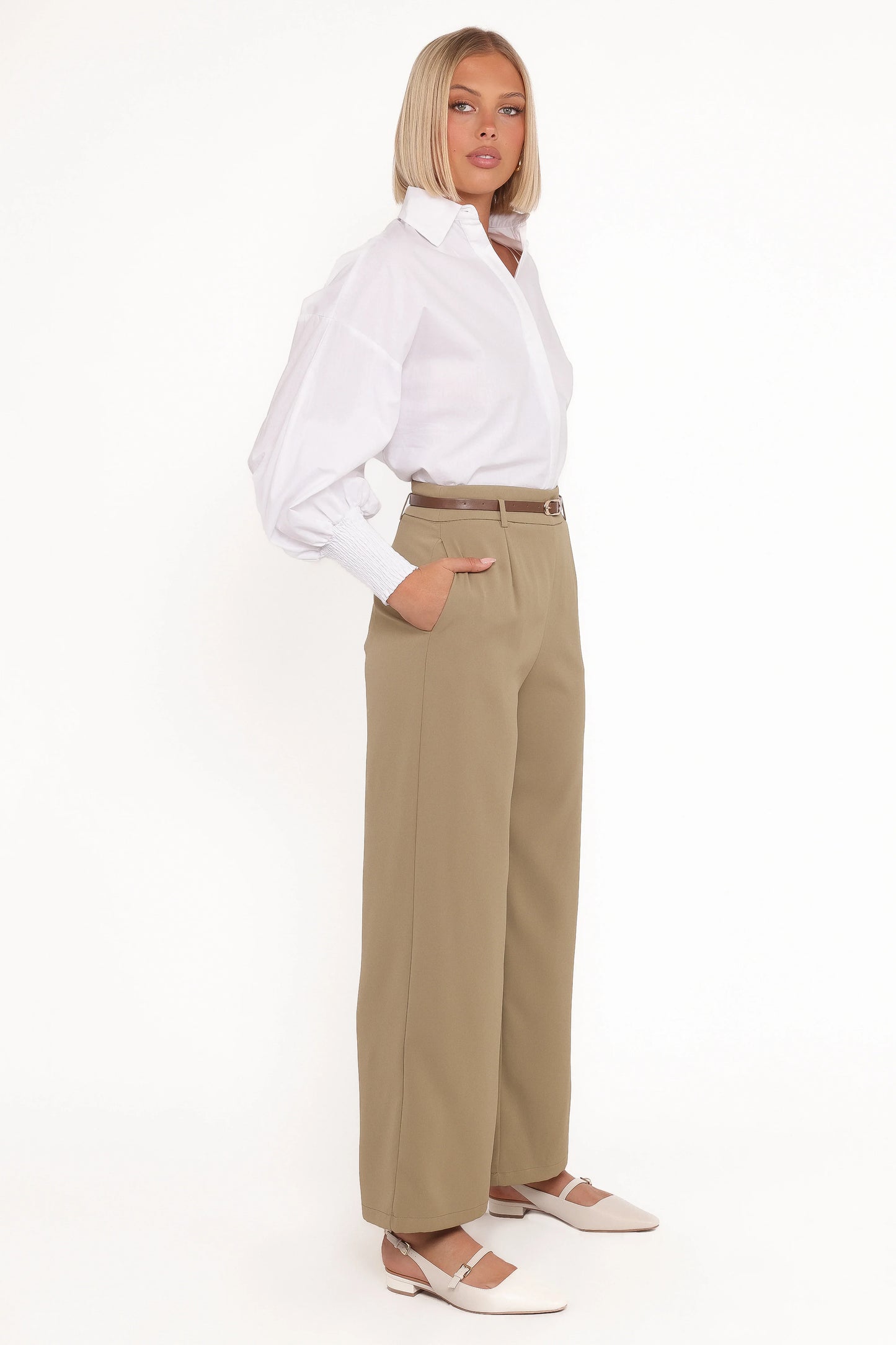 Ceres Belted Wide Leg Pant Olive