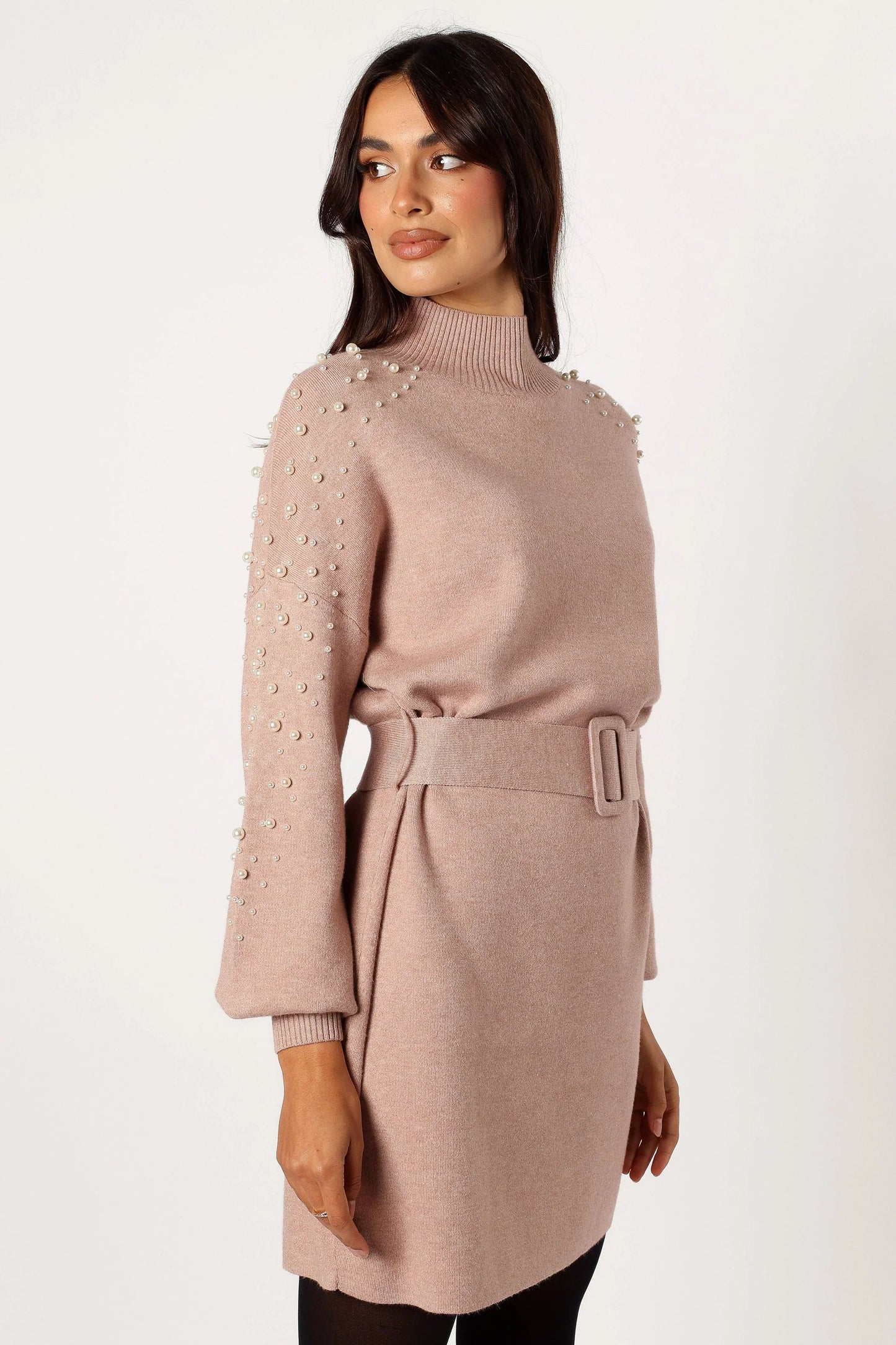 Maeve Long Sleeve Mini Dress Mocha