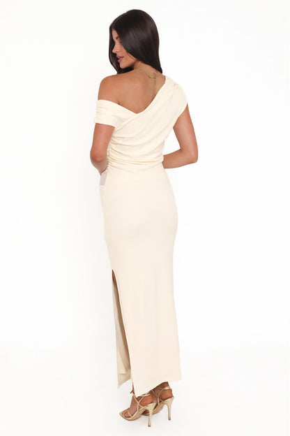 Edie Off Shoulder Midi Dress Butter Yellow