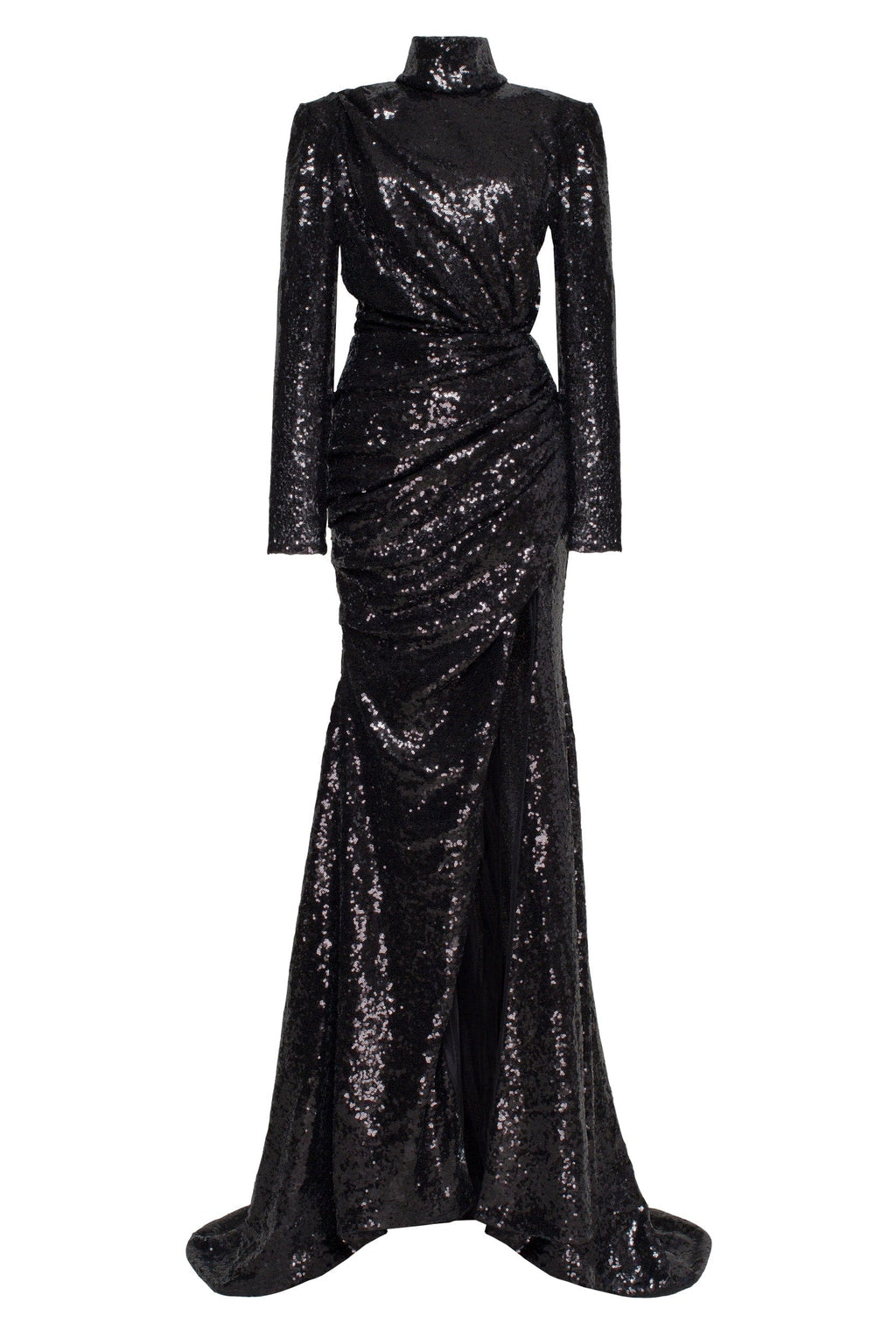 Long sleeve black sequin dress
