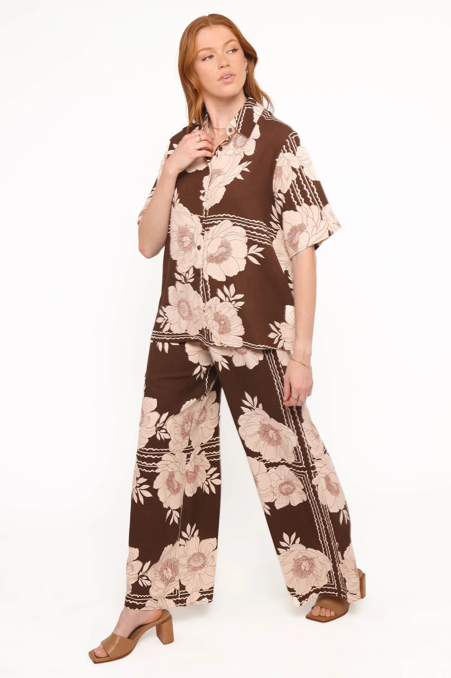 Bernadine Wide Leg Pant Brown Floral