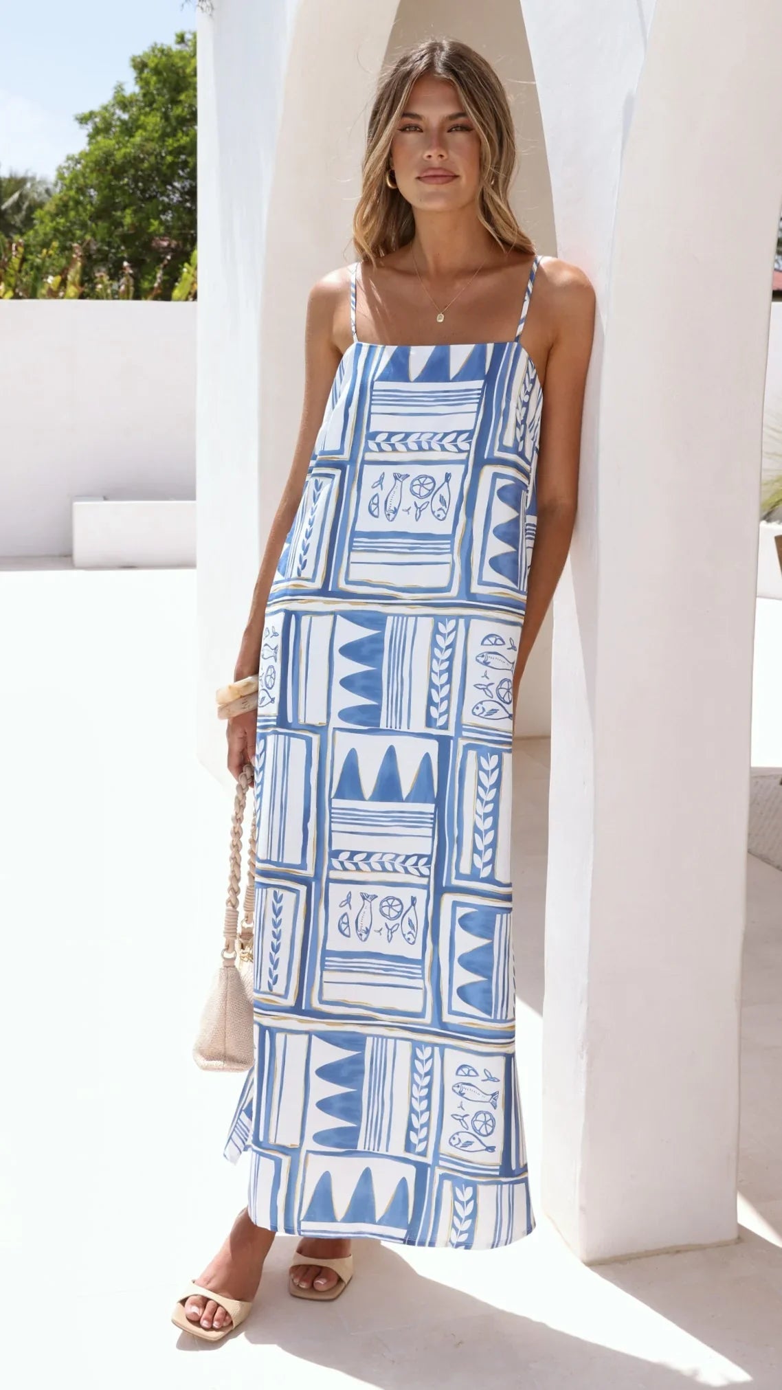 Dakota Maxi Slip Dress Coastal Escape