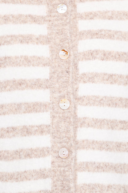 Dean Striped Cardigan White Beige