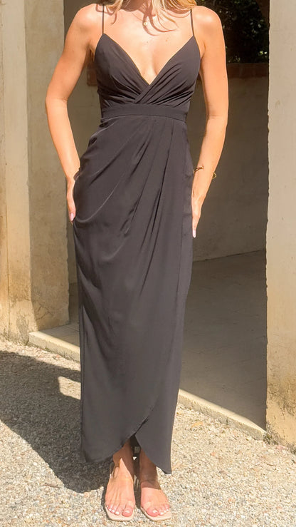 Charlotte Draped Maxi Dress Black