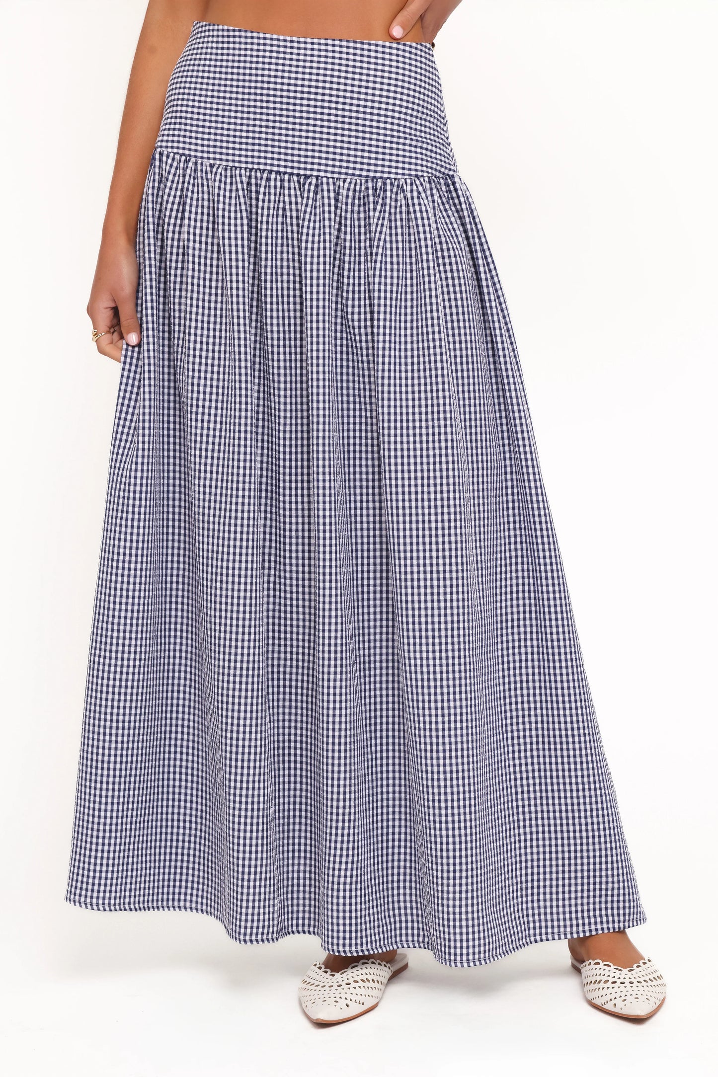 Laurita Maxi Skirt Navy Gingham