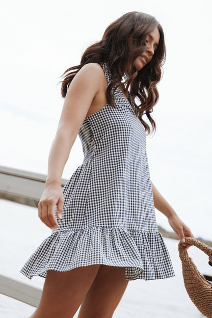 Samson Mini Dress Navy Gingham