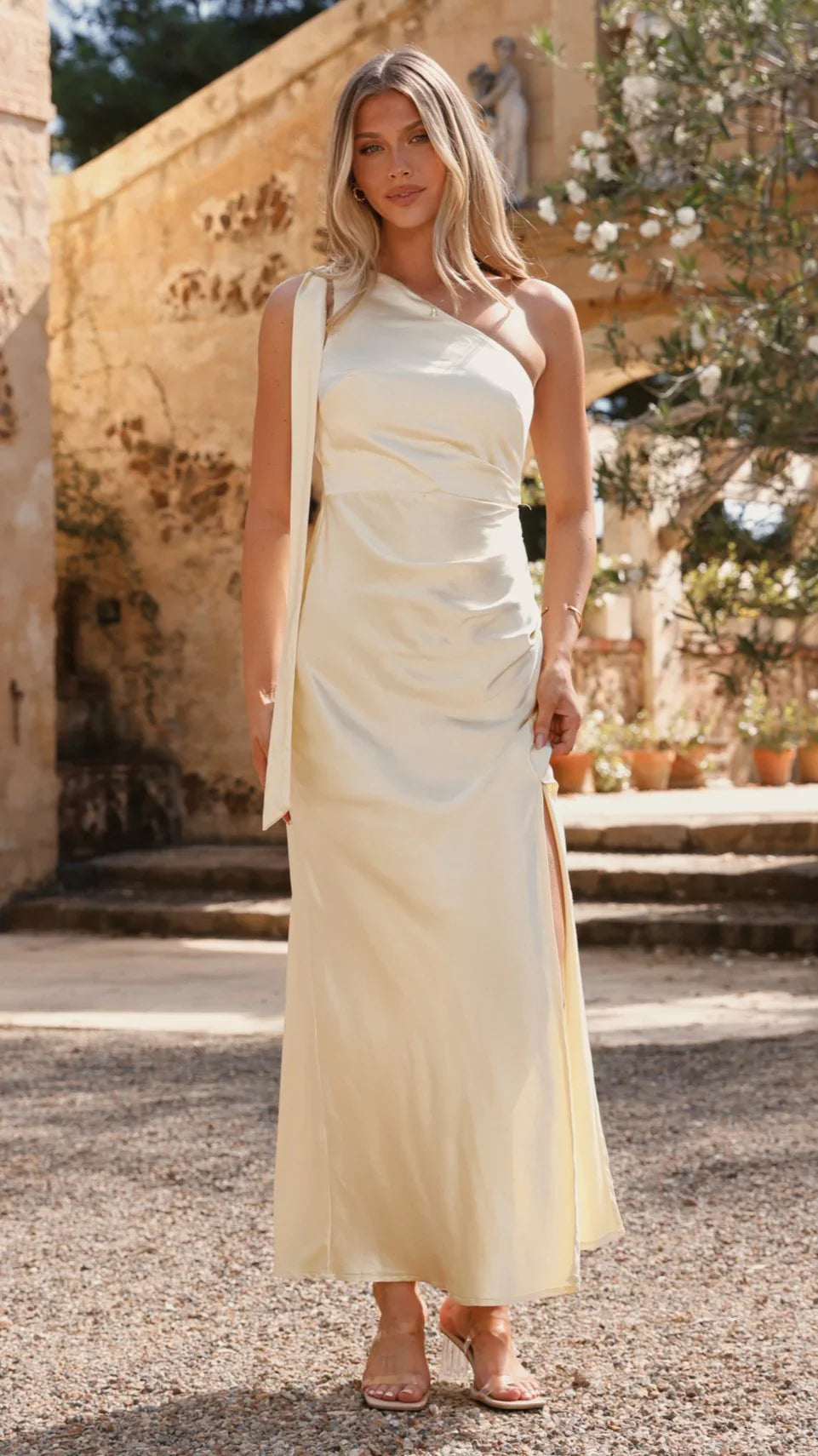 Halle One Shoulder Maxi Dress Yellow