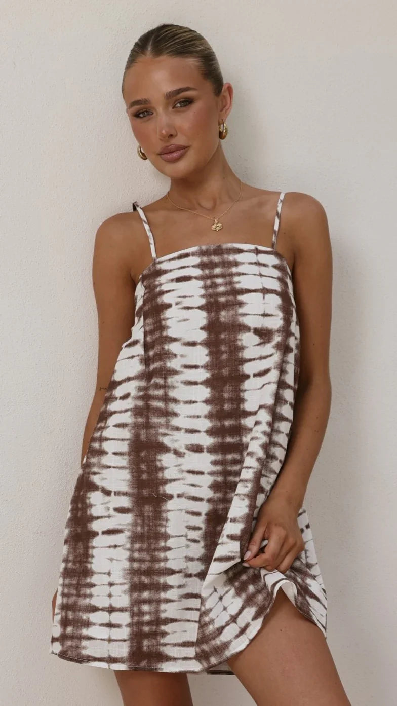 Bethani Mini Dress Chocolate Tie Dye