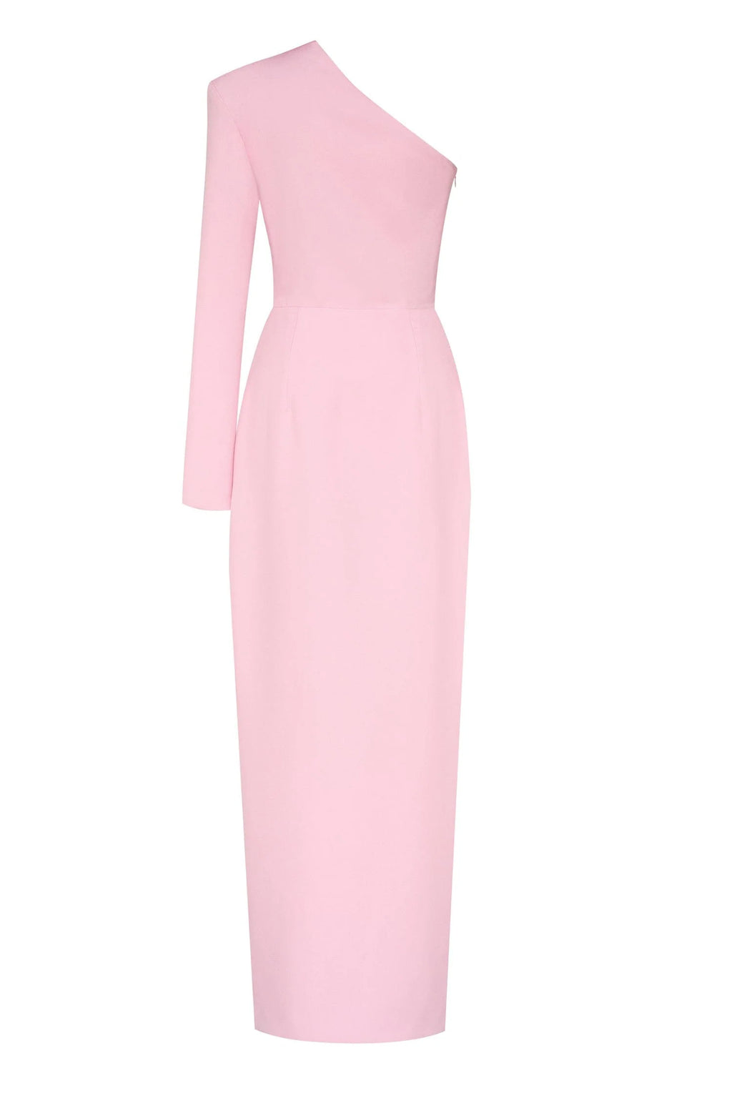 Pink Long sleeved dress with sharp shoulder cut