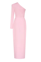 Pink Long sleeved dress with sharp shoulder cut