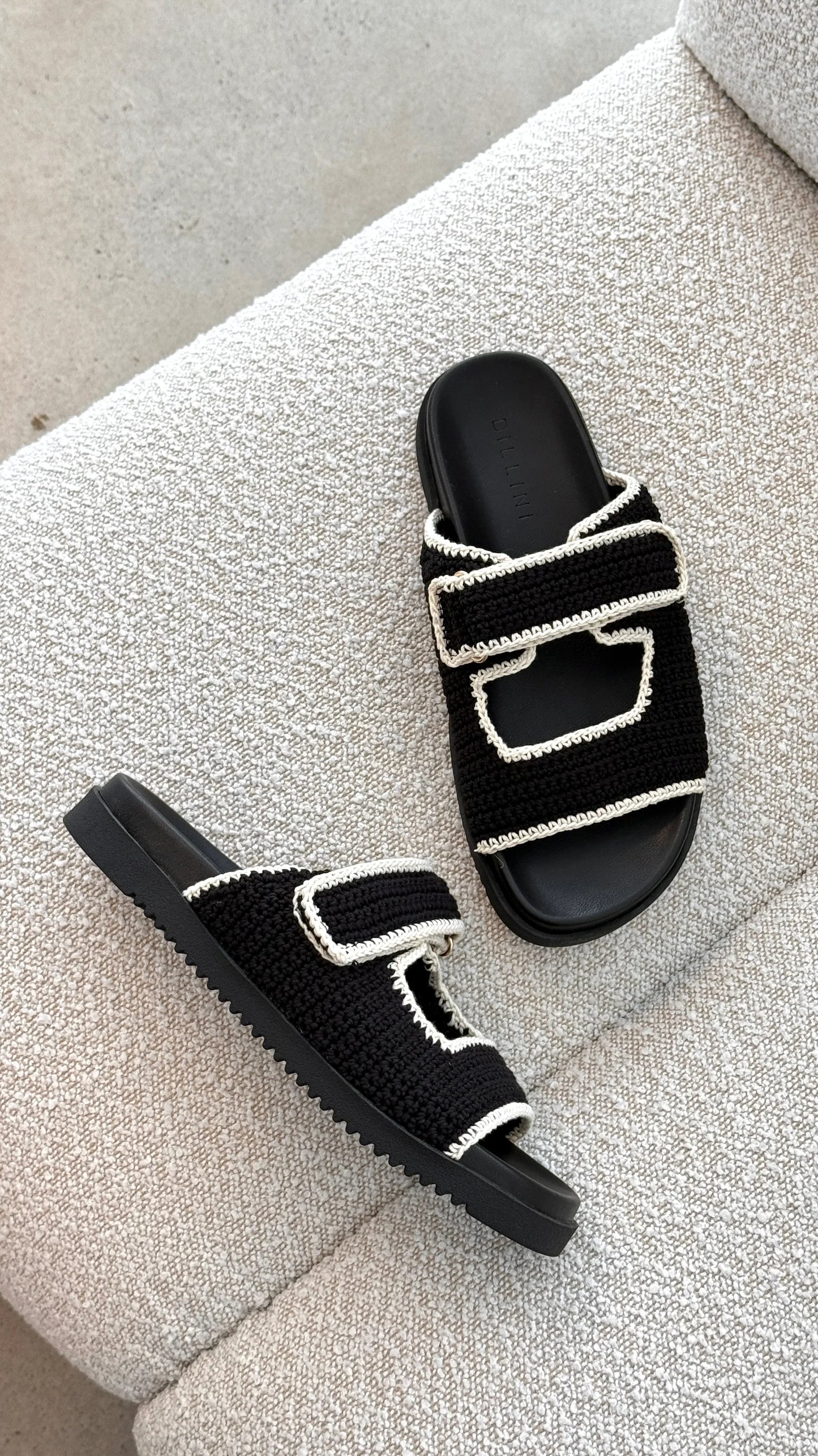 Abbot Sandals Black White Contrast