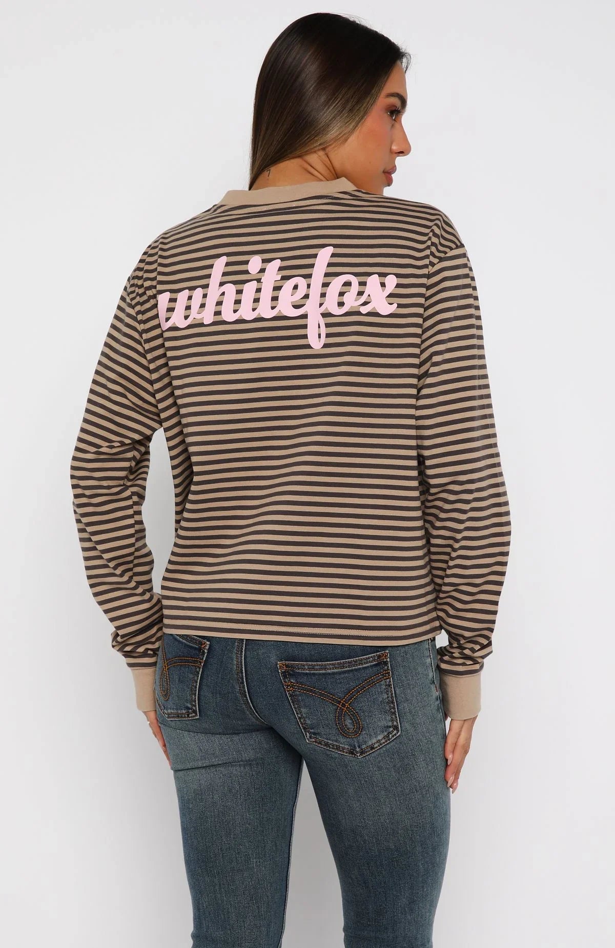 Catch The Drift Long Sleeve Tee Chocolate Tan Stripe