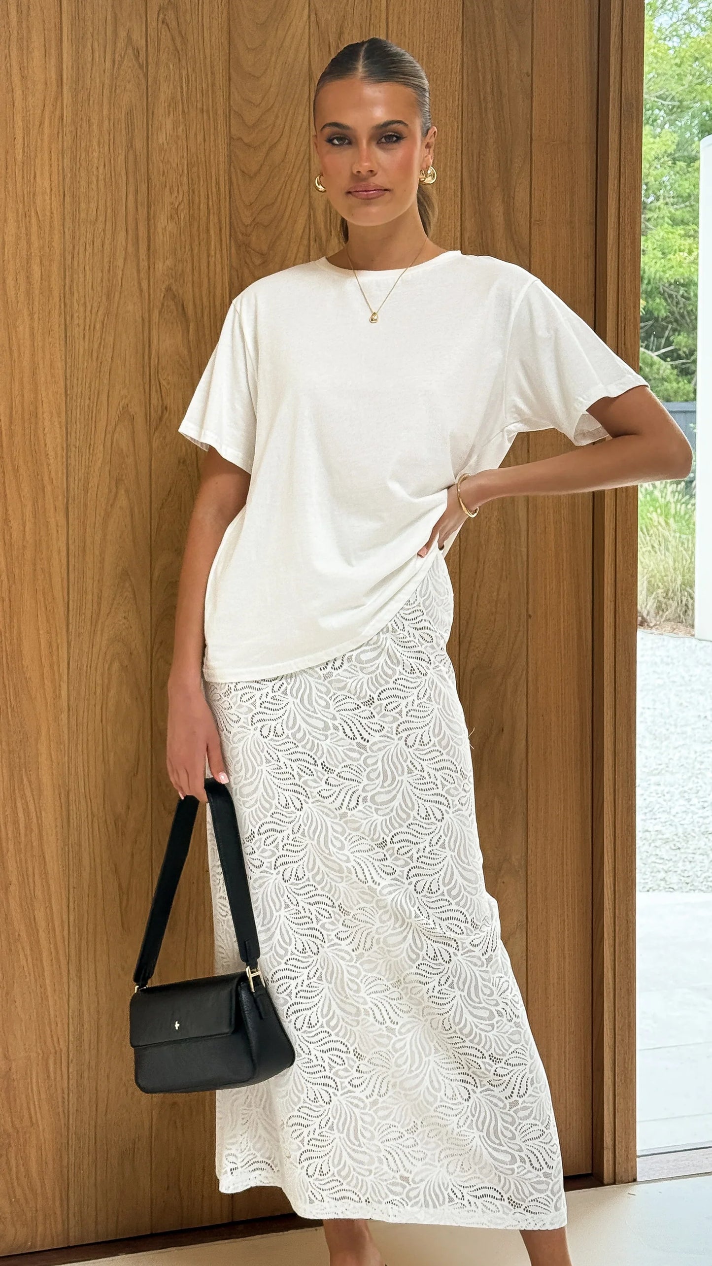 Louisa Lace Maxi Skirt White