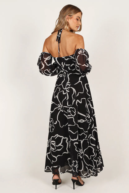 Karma Maxi Dress White Black Floral