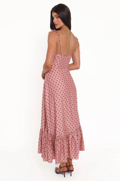 Ayana Midi Dress Pink Polka Dot