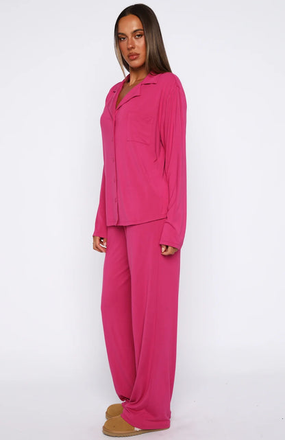 Pillow Talk Long Sleeve Pyjama Set Berry