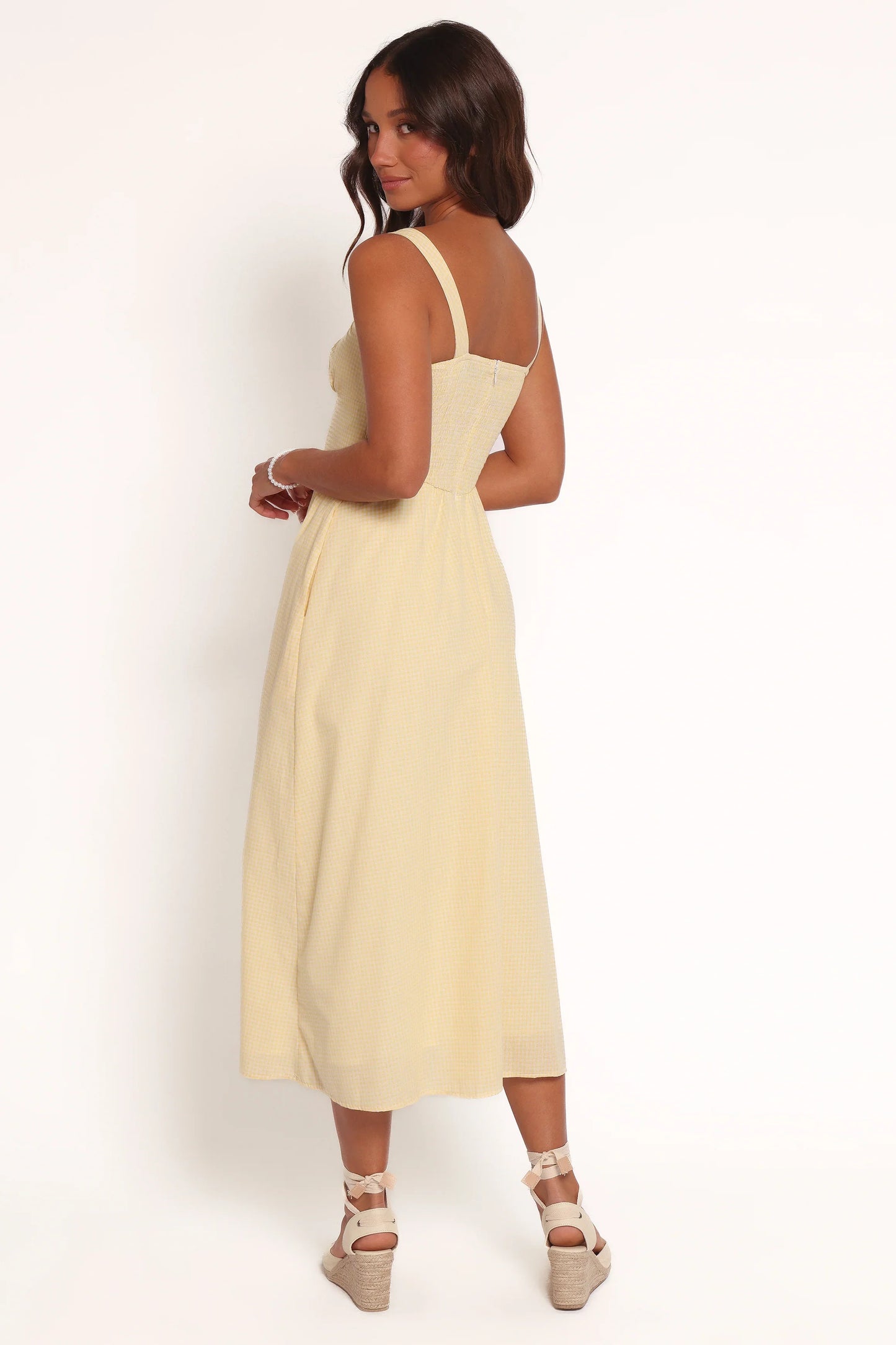Kinslee Midi Dress Yellow Gingham