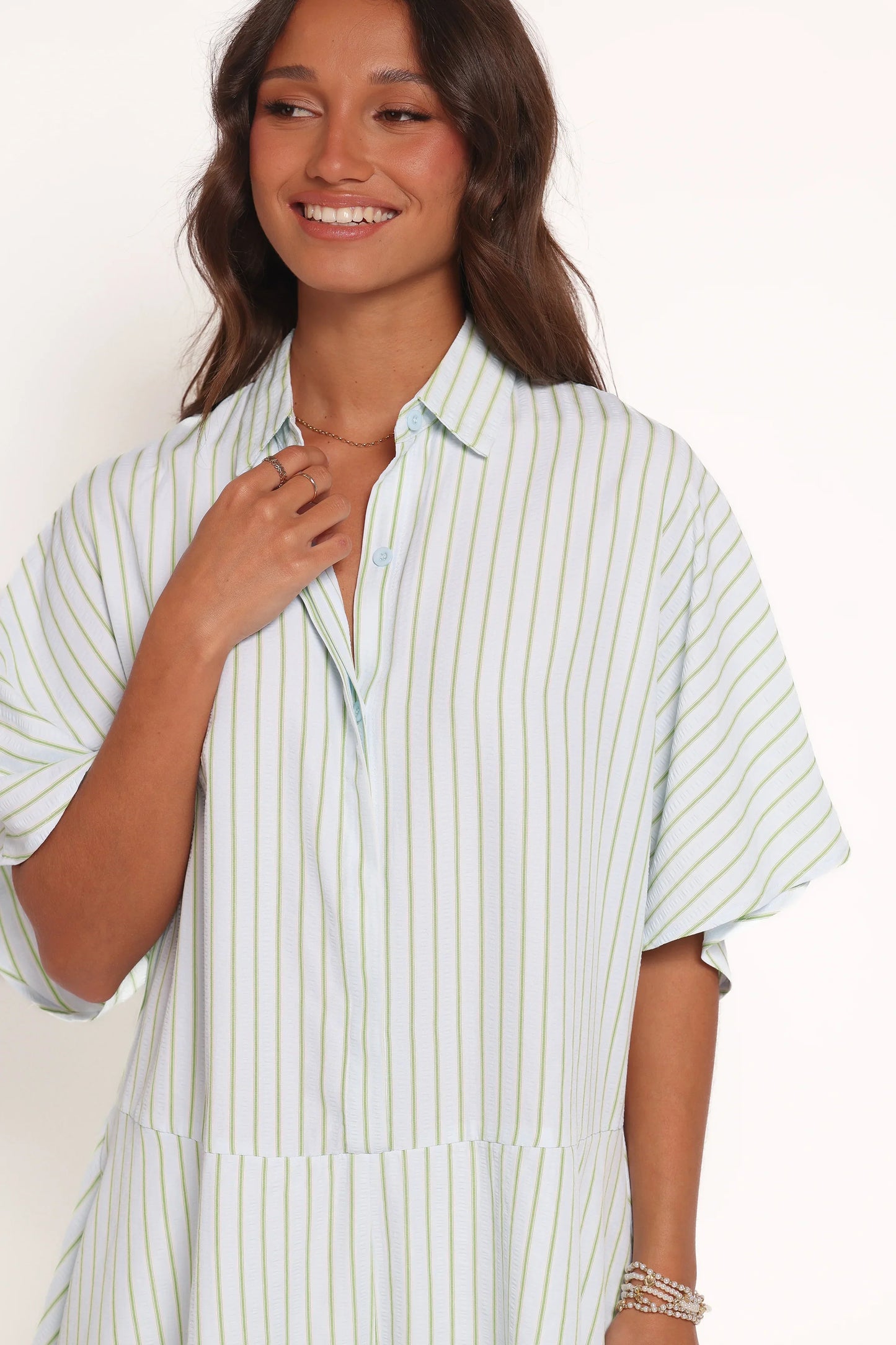 Sebastian Romper Green Blue Stripe